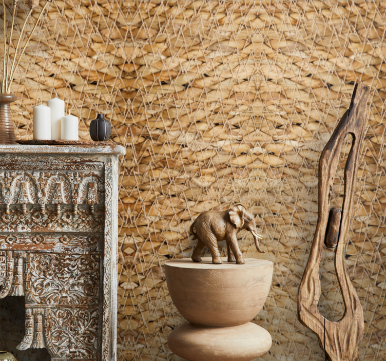 Carved wood textured wallpaper - TenStickers