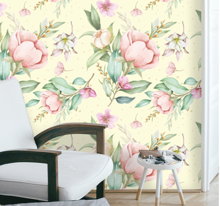 Seamless roses pattern flowery wallpaper - TenStickers