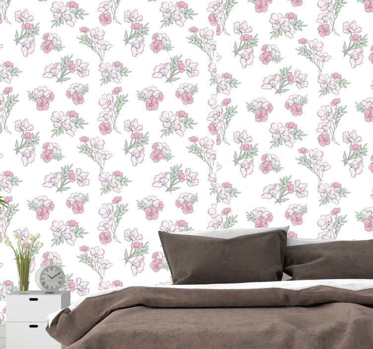 Shades of Pink Flower Wallpaper - TenStickers