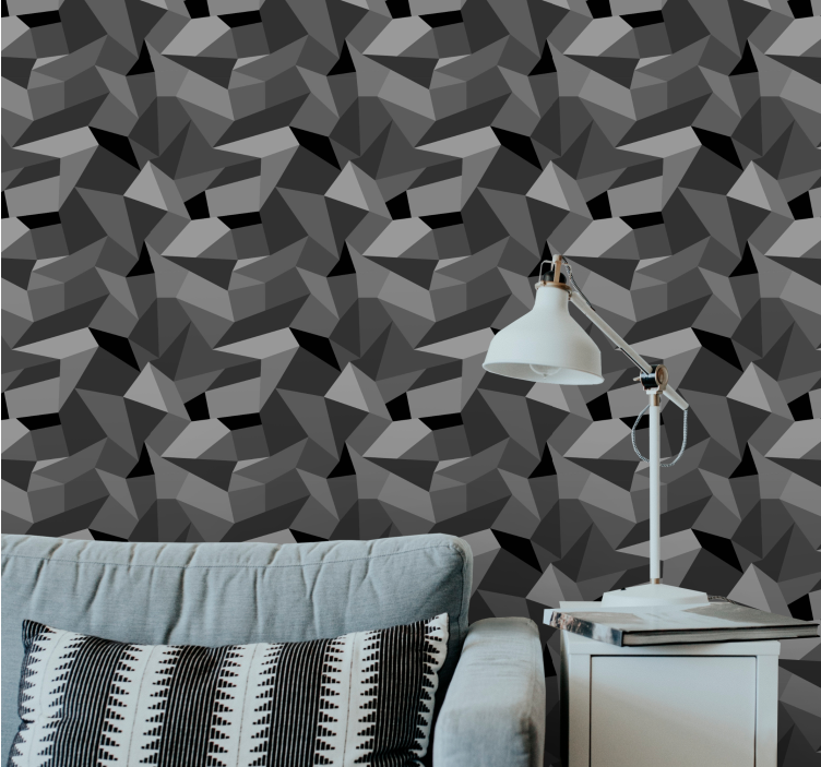 Sharp gray shapes wallpaper geometric - TenStickers