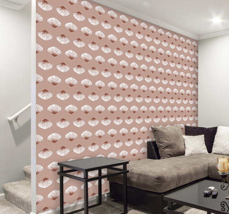 Shell art vintage Pink Wallpaper - TenStickers