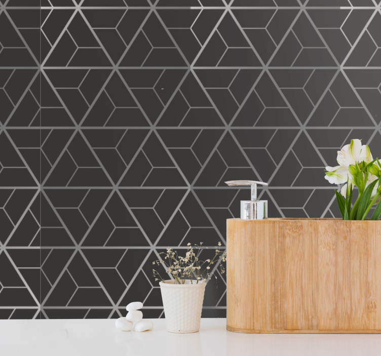 silver and grey design Living Room Wallpaper - TenStickers