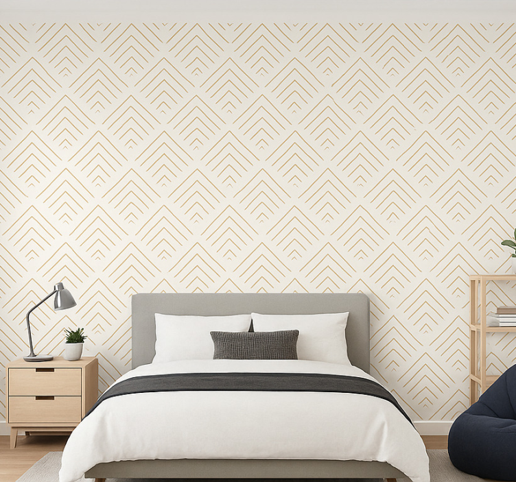 Simplistic geometric chevrons wallpaper teenage bedroom - TenStickers
