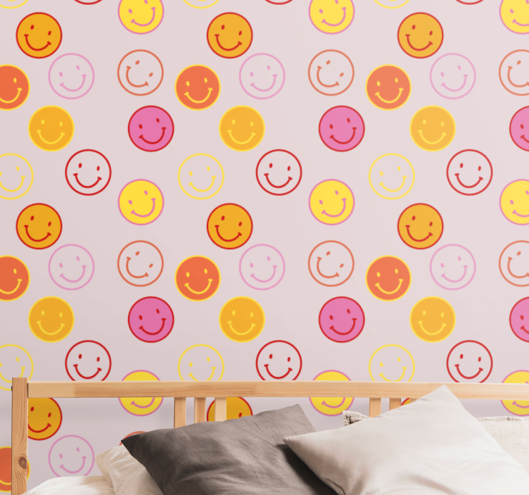 Smiley Faces Pattern custom wallpaper - TenStickers