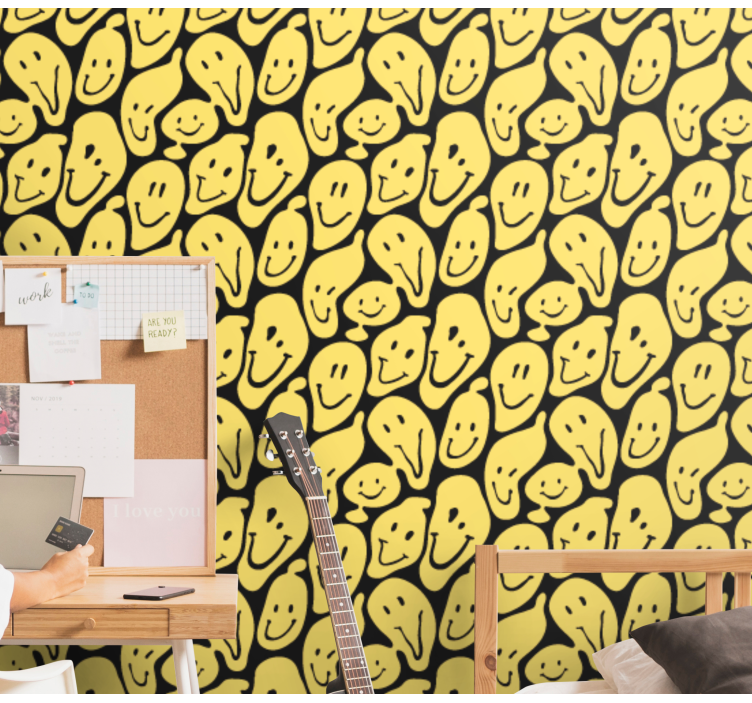 Smiling Faces Pattern contemporary wallpaper - TenStickers