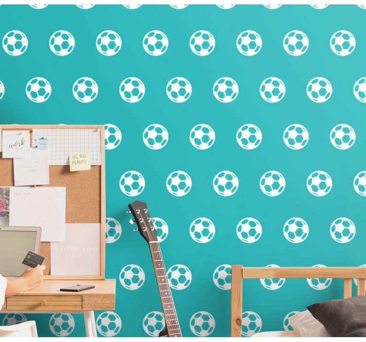 Soccer Balls Pattern wallpaper teenage bedroom - TenStickers