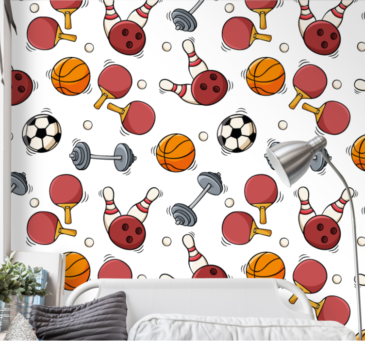 Sports Pattern contemporary wallpaper - TenStickers
