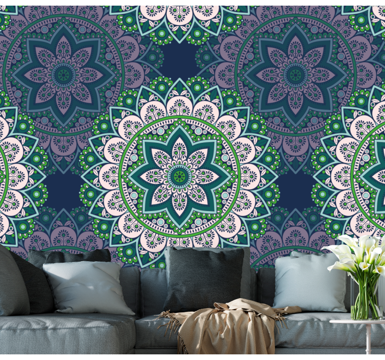 Stain glass mandala art wallpaper - TenStickers