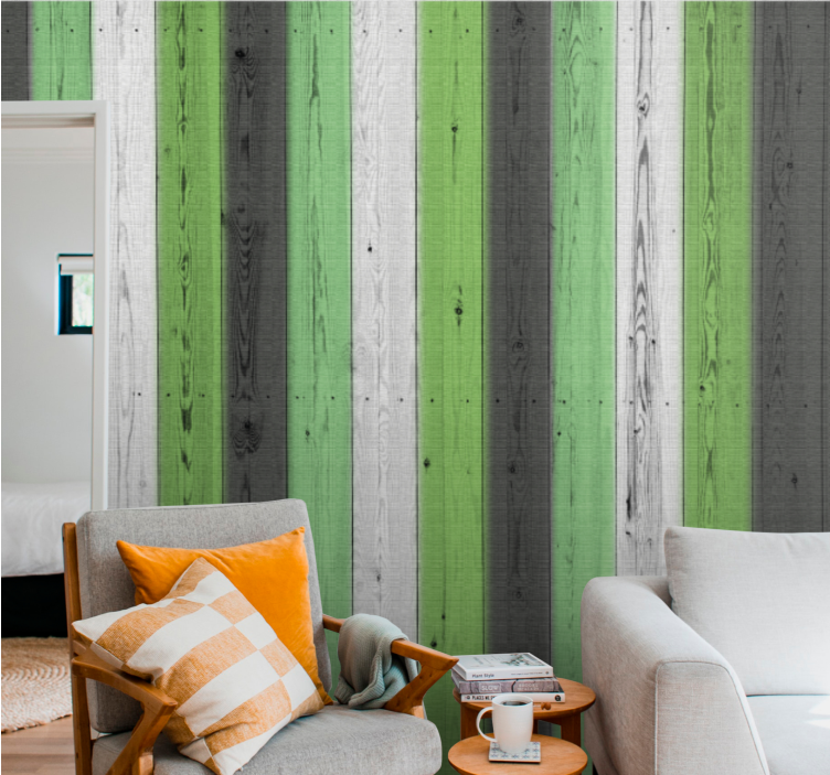 Striped Wood Pattern wood effect wallpaper - TenStickers