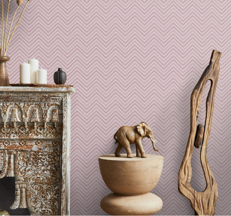 Elegant pink zigzag lines elephants wallpaper - TenStickers