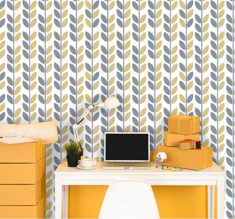 Vertical stylish pattern leaves wallpaper - TenStickers