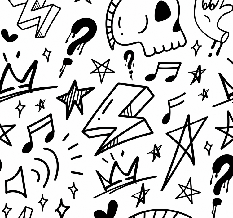 Stylized Graphic Shapes wallpaper teenage bedroom - TenStickers