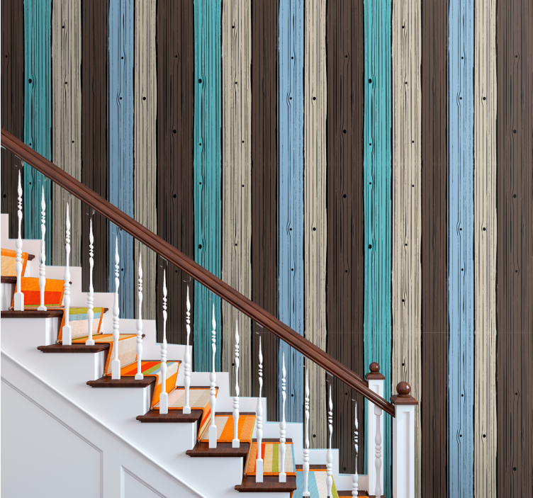 Stylized Planks wood effect wallpaper - TenStickers
