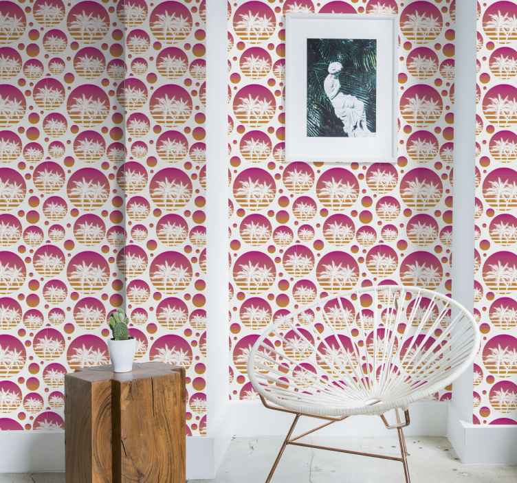 Sunset vintage landscape geometric  wallpaper - TenStickers