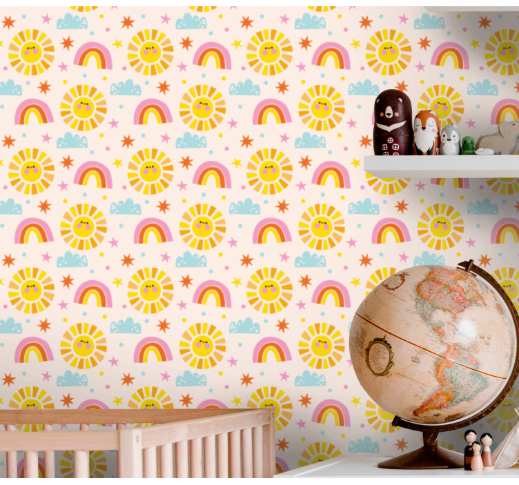 Sunshine Rainbows nursery room wallpaper - TenStickers