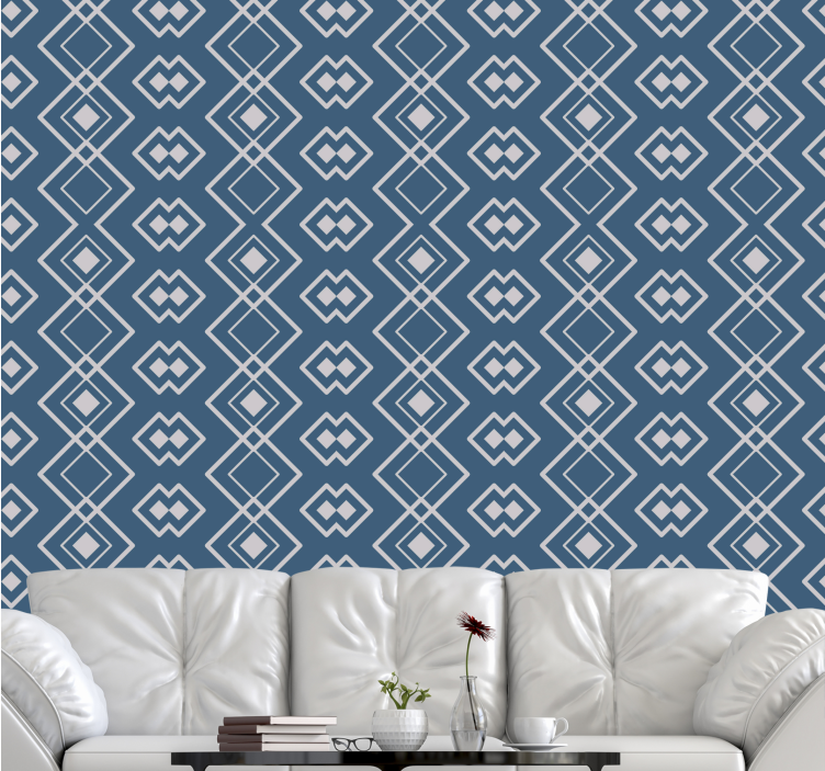 'Super-fresco Easy' Navy geometric wallpaper - TenStickers