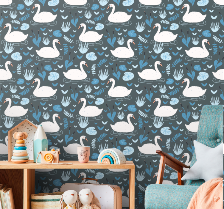 Swan Lake Motif birds in wallpaper - TenStickers