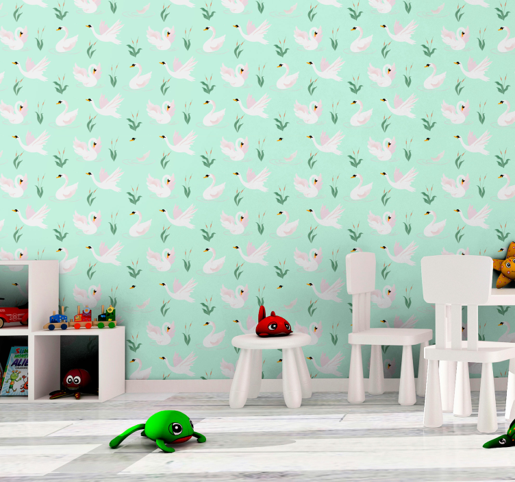 Swan Pattern animals wallpaper - TenStickers