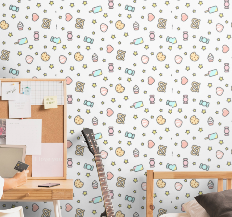 Sweets-Inspired Pattern nursery room wallpaper - TenStickers