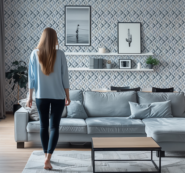 Textil effect goemetric wallpaper - TenStickers