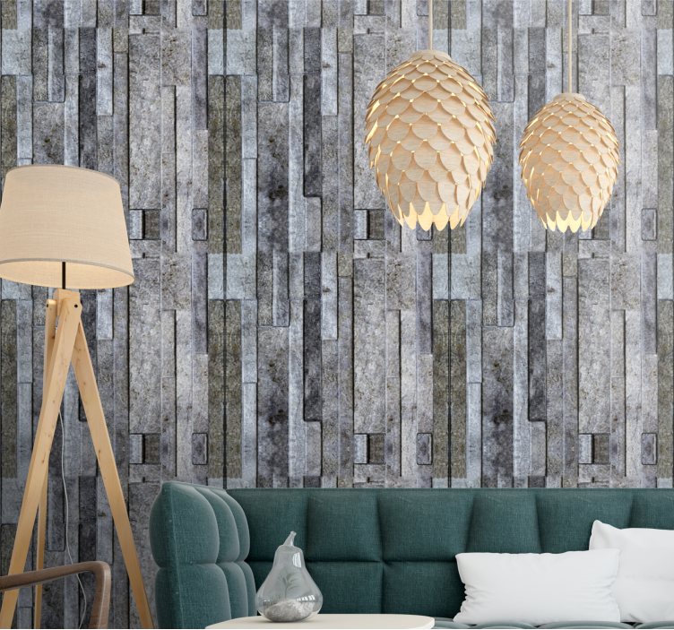 Elegant grey motif stone effect wallpaper - TenStickers