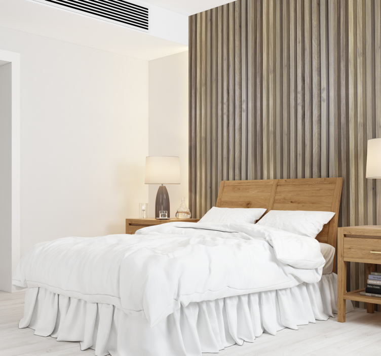 thin wooden slats headboard wallpaper - TenStickers