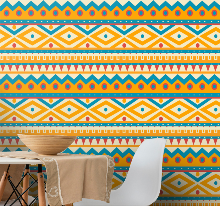 Tribal motif bands wallpaper horizontal stripes - TenStickers