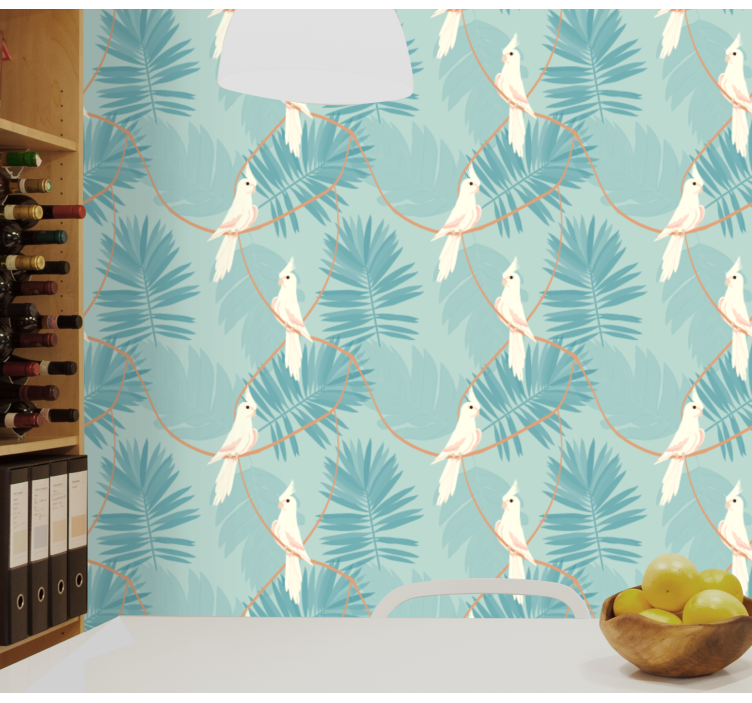 Tropical Avian Motif birds in wallpaper - TenStickers