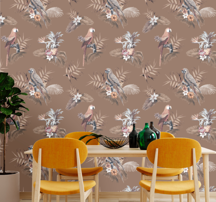 Tropical Bird Motif birds in wallpaper - TenStickers