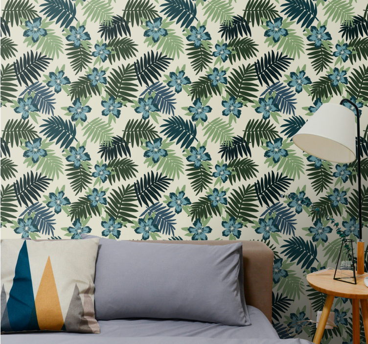 Tropical botanical pattern leaves wallpaper - TenStickers