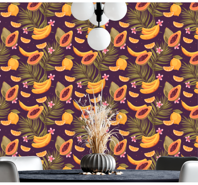 Tropical Fruit Motif wallpaper for dining area - TenStickers