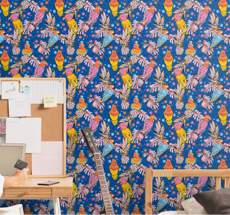 Tropical Parrot Oasis parrots wallpaper - TenStickers