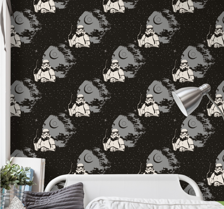 Typical white troop pattern Teen room wallpaper - TenStickers