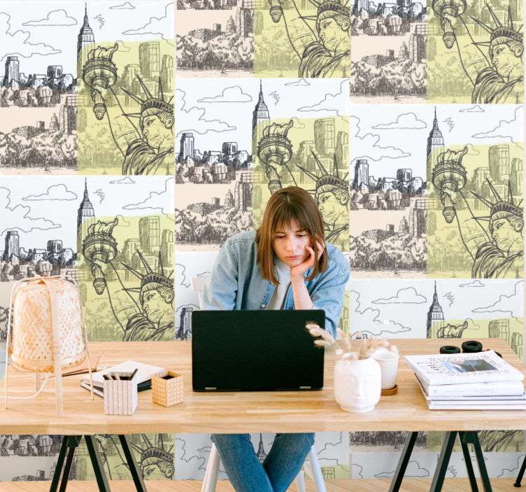 Urban Sketch Design city wallpaper - TenStickers