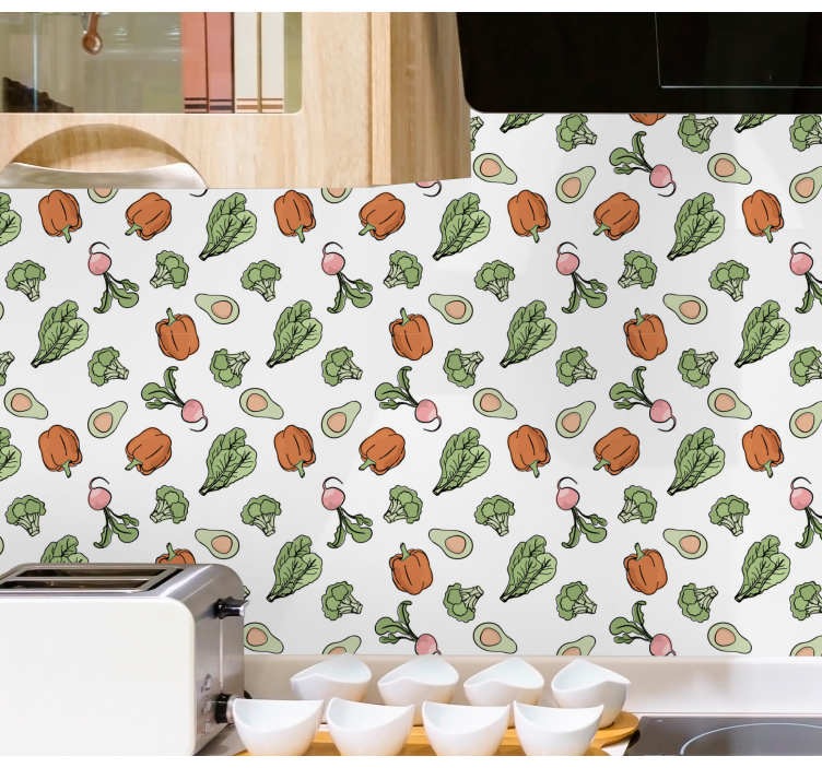 Vegetable Motif kitchen wallpaper - TenStickers