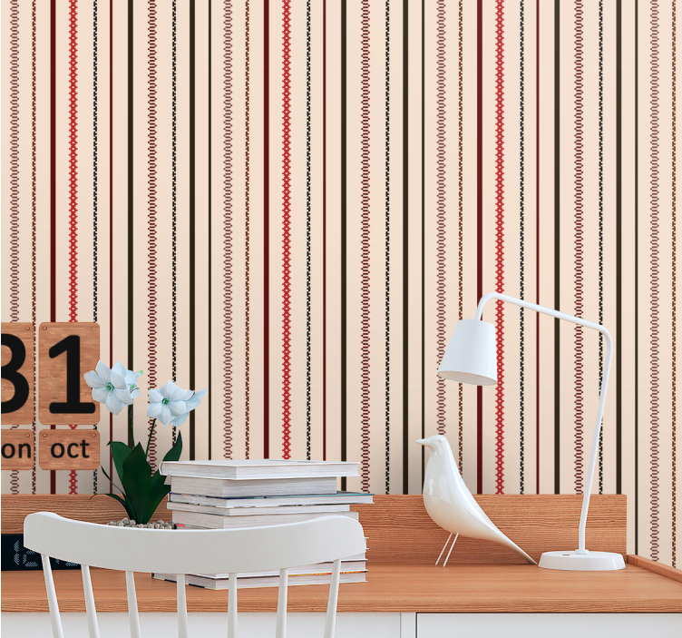 Linear stitch pattern wallpaper vertically striped - TenStickers