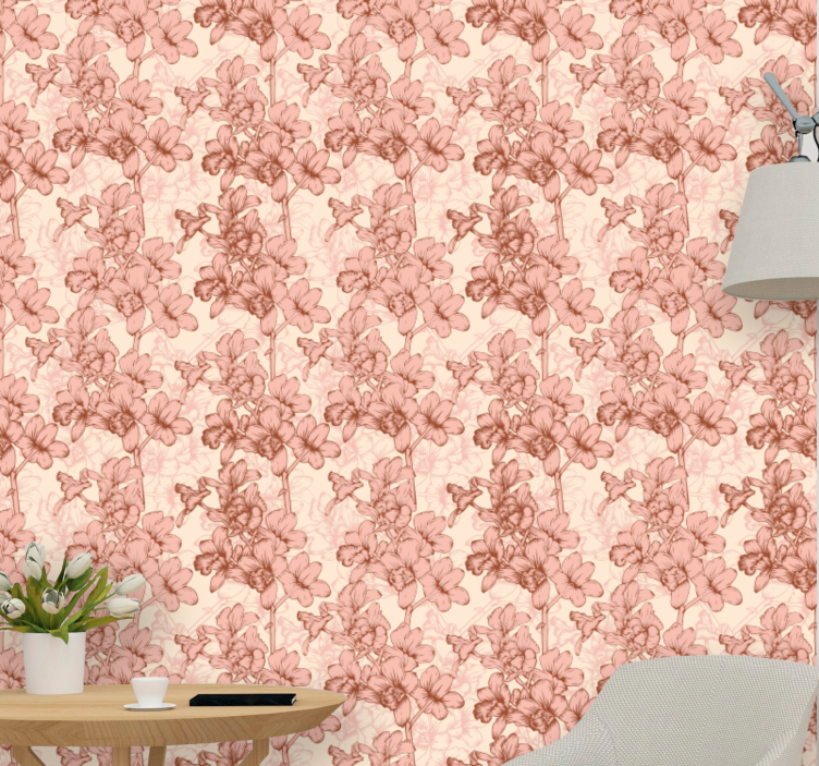 Vintage 3D flowers Nature Wallpaper - TenStickers