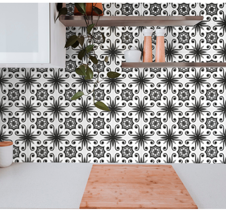 Vintage black tile wallpaper - TenStickers
