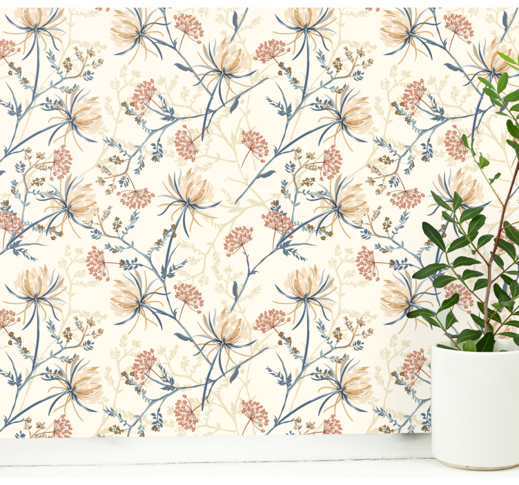 Vintage Flower Print Wedding Wallpaper - TenStickers