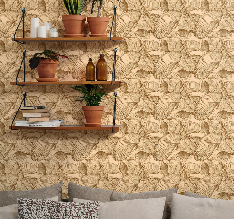 Vintage Seashells Shell Wallpaper - TenStickers
