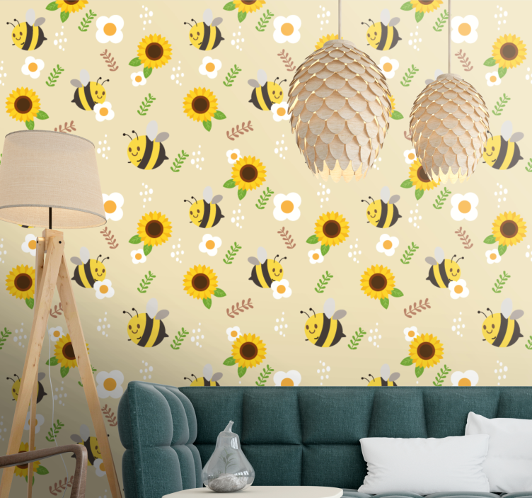 Vintage sunflowers with style Flowery Wallpaper - TenStickers
