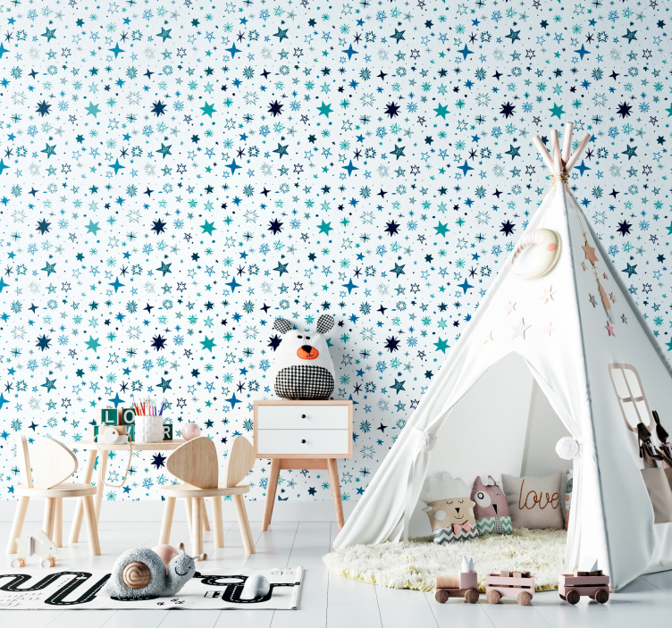 Wallpaper blue stars perfect for kids - TenStickers