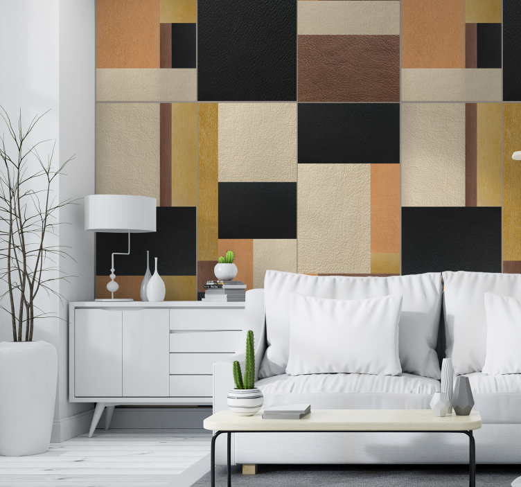 Abstract Wallpaper Leather Mosaic - TenStickers
