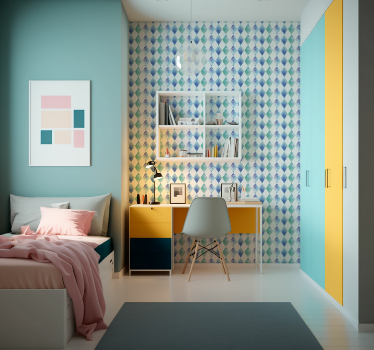 Watercolour harlequin pattern Wallpaper - TenStickers