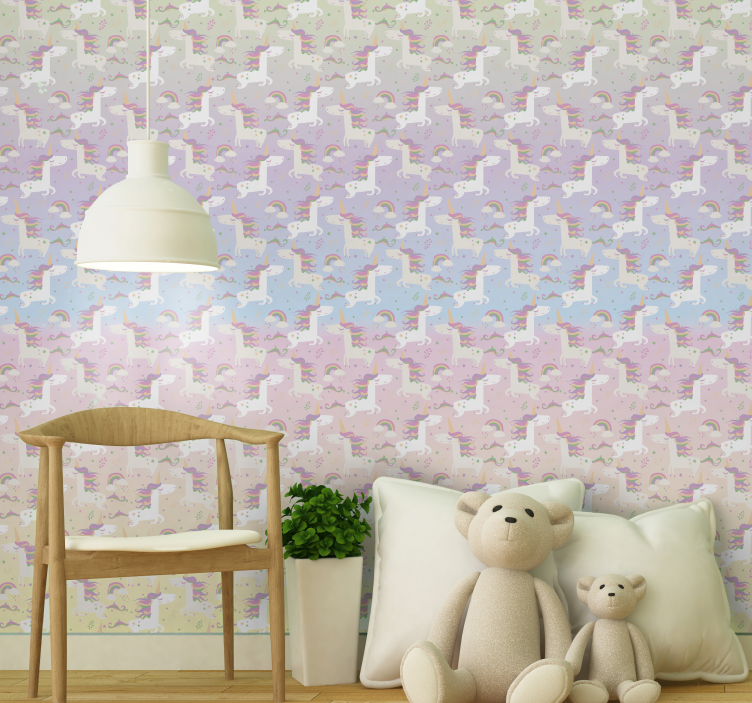 Watercolour unicorn Childrens Wallpaper - TenStickers