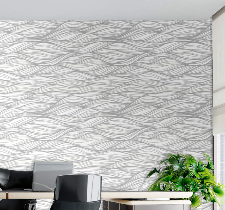Wave textures white background modern wallpaper - TenStickers