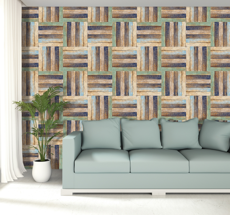 Weave of colours wood Textured Wallpaper - TenStickers