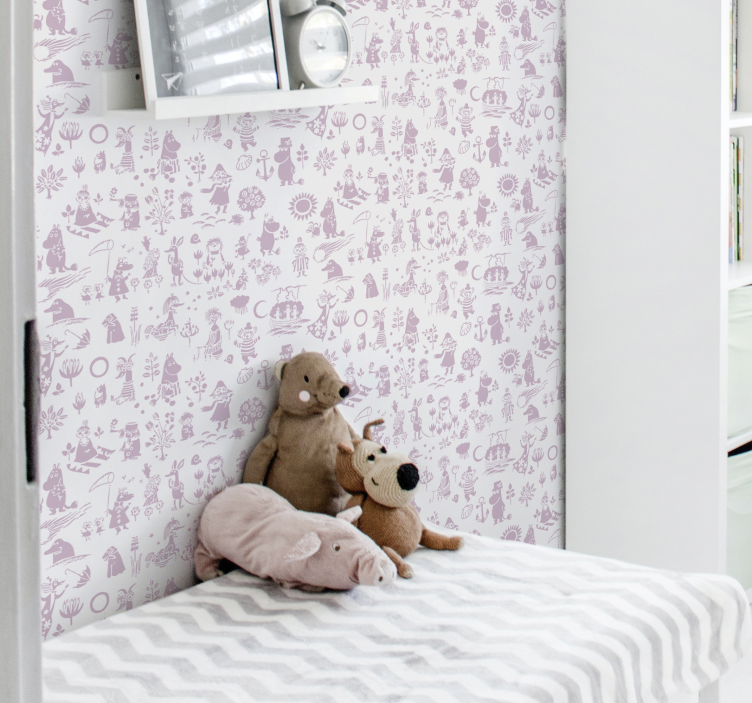 Whimsical Childhood Imagery nursery room wallpaper - TenStickers