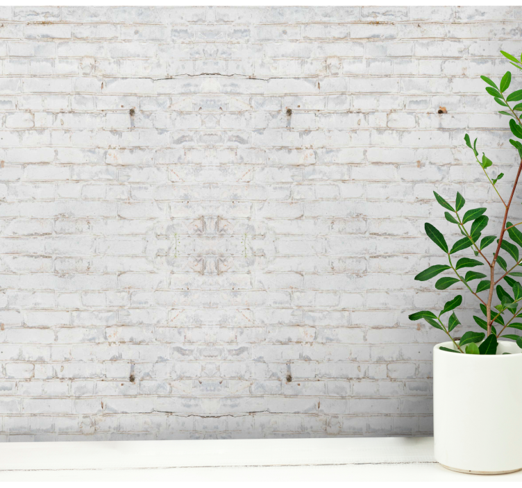 White brick pattern with worn paint Wallpaper - TenStickers
