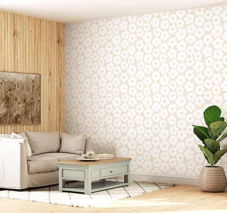 White poppy flowers wallpaper - TenStickers